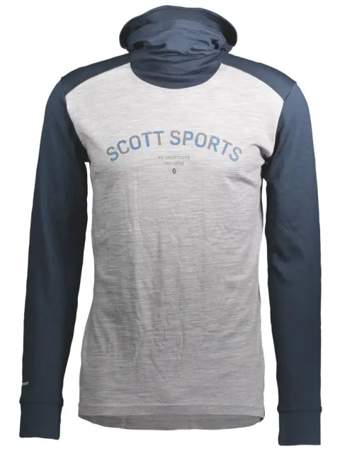Термомайка з капюшоном SCOTT DEFINED MERINO dark blue/light grey melange - XXL