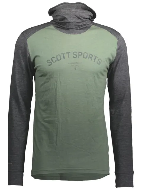 Термомайка с капюшоном SCOTT DEFINED MERINO dark grey melange/frost green - L