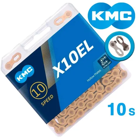 Цепь KMC X10EL Ti-N Gold 10 скоростей 114 звеньев золотой + замок