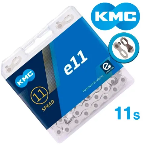 Цепь KMC e11 Silver 11 скоростей 122 звена серебряный + замок