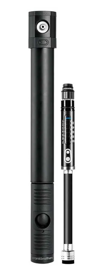 Мининасос Crankbrothers KLIC HV GAUGE, алюминиевый, с манометром, presta/schrader, 110psi/7.6 bar, черный