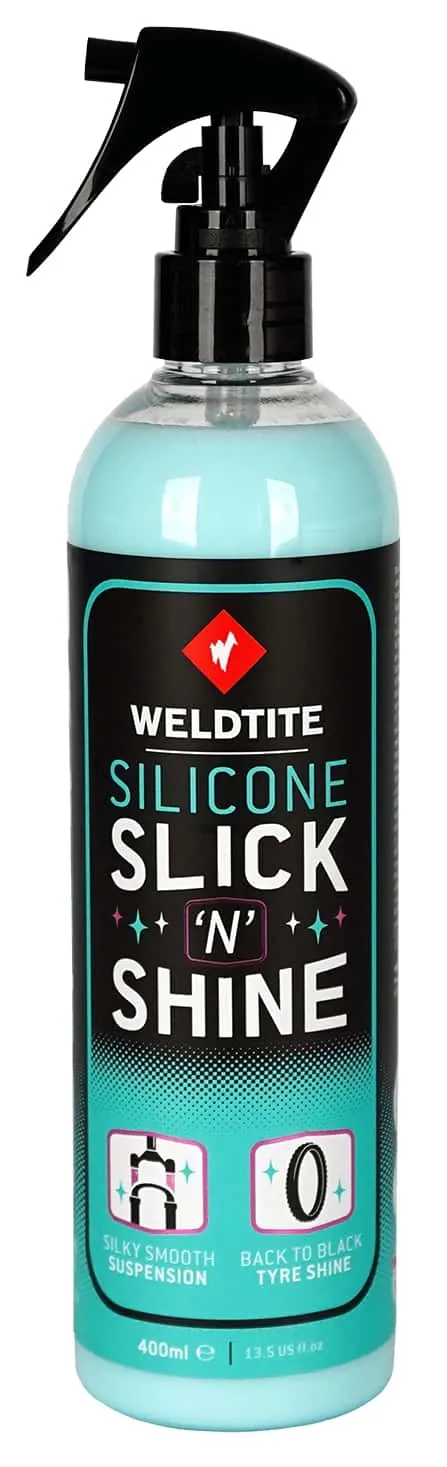 Силіконовий захист і блиск Weldtite 03042 Silicone Slick 'N' Shine для ніг виделок та покришок, спрей, 400мл