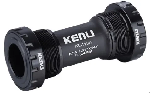 Каретка Kenli KL-110A, зовнішні чашки, з пильниками, вал 24 мм, 68/73 мм, чорна