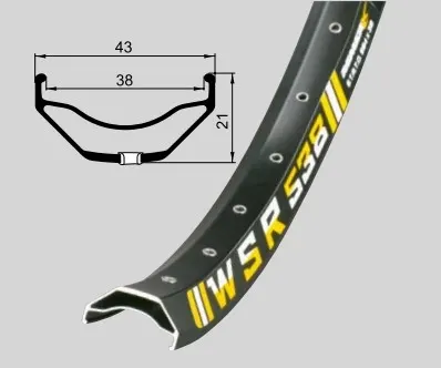 обод Remerx WSR RX 2038, 27,5', 584x38, 32 отв., AV, пистонированный, черный анодированный, E-Bike