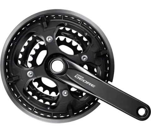 Шатуни Shimano FC-M6010-3 DEORE, інтегрована вісь, 175мм 48x36x26 10-шв., пластиковий захист, чорні, OEM