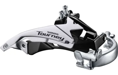 Перемикач передній Shimano FD-TY500, Top-Swing, універс.тяга, хомут 34.9мм (S/M адаптеры), для 42Т