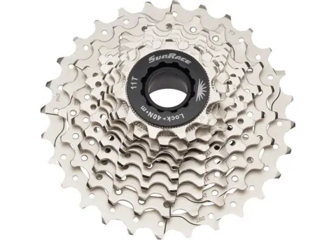 Кассета инд. 10-k 11-28T SUN RACE RS1 стальной паук, Metallic Silver