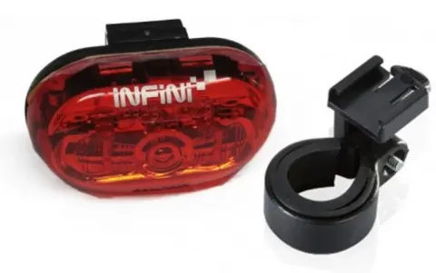 Мигалка задняя Infini VISTA I-402R, 5 светодиодов, 4 режима, 2x "AAA", с креп.