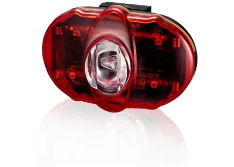 Мигалка задняя Infini VISTA I-406R, 3 светодиода, 2 режима, 2x "AAA", с креп.