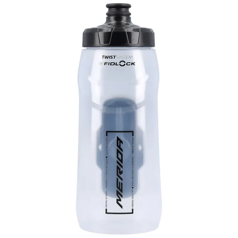 Фляга + Флагодержатель MERIDA/FIDLOCK Transparent, Glossy Black 620 ccm Bottle with connector