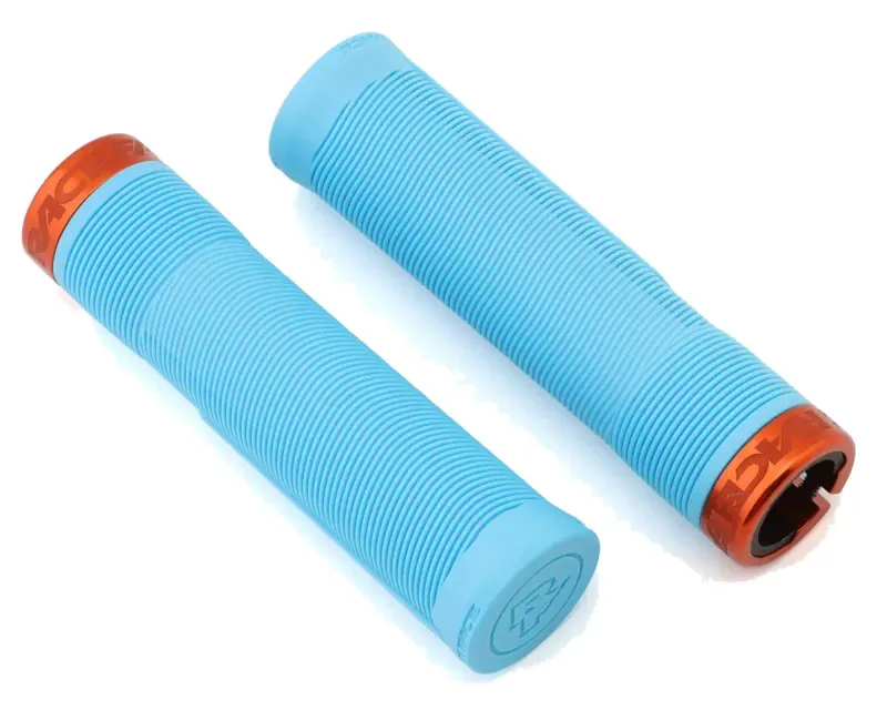 Гріпси RACE FACE CHESTER, 34 мм, Хомут (LIGHT BLUE) Світло-Синій, Грип (ORANGE) Помаранчевий (Гумові)