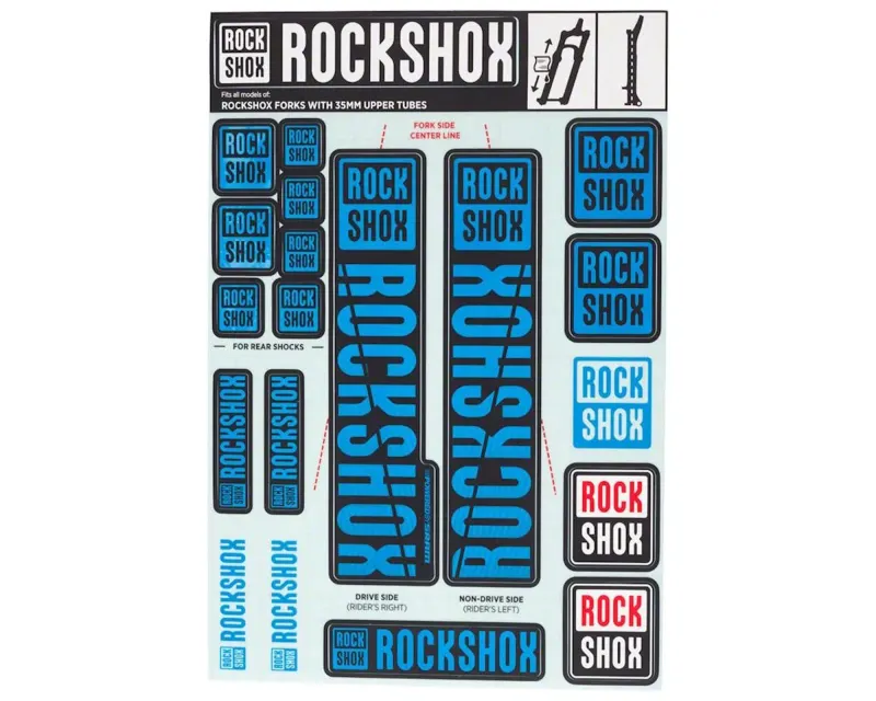 Набір наліпок RockShox KIT 35 мм WATER BLU (Водяний Синій)