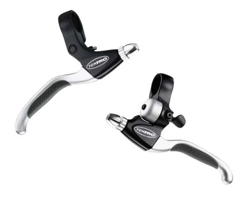 Гальмівні ручки Tektro CL530TS+CL535RT, з інтегрованим дзвоником, (Black/Silver) чорний/сріблястий, пара