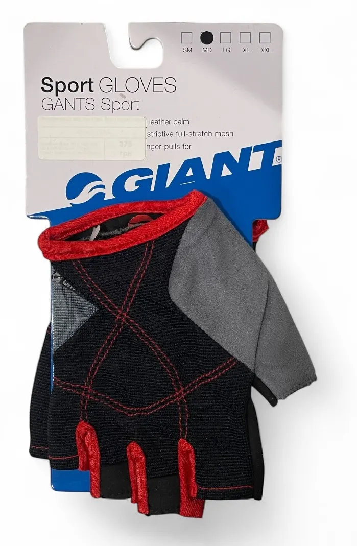 Велорукавиці з короткими пальцями Giant Sport чорний/червоний M
