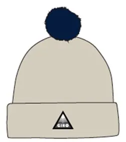 Шапка зимняя Giro Beanie Pom с помпоном бежевый/синий