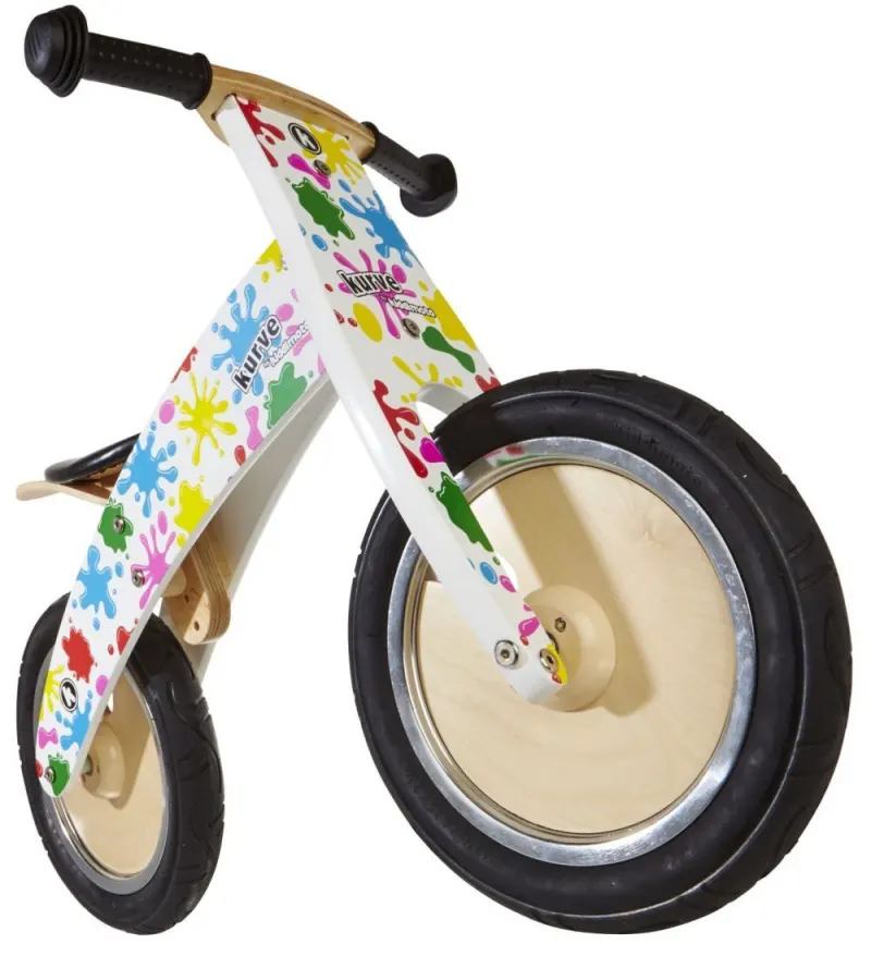 Биговел 12" Kiddy Moto Kurve Белый с кляксами