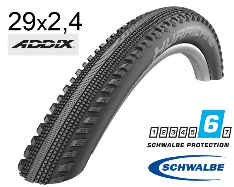 Покришка 29X2.40 (62-622) Schwalbe Hurricane Performance, Dd, Raceguard B/B-Sk+RT  Hs499 Addix 67 EPI B