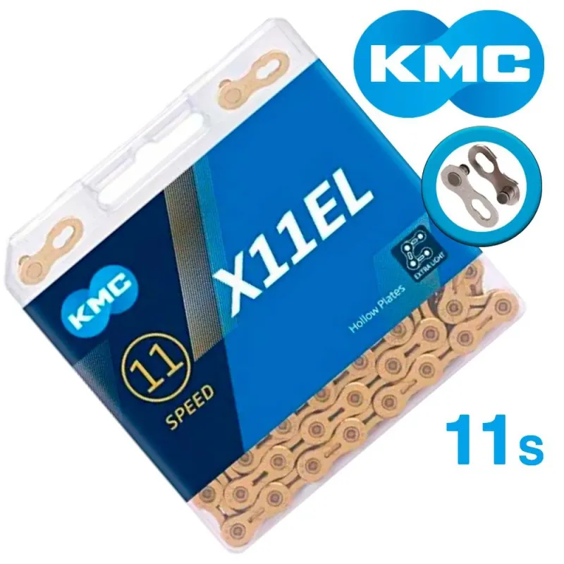 Цепь KMC X11EL Ti-N Gold 11 скоростей 118 звеньев золотой + замок