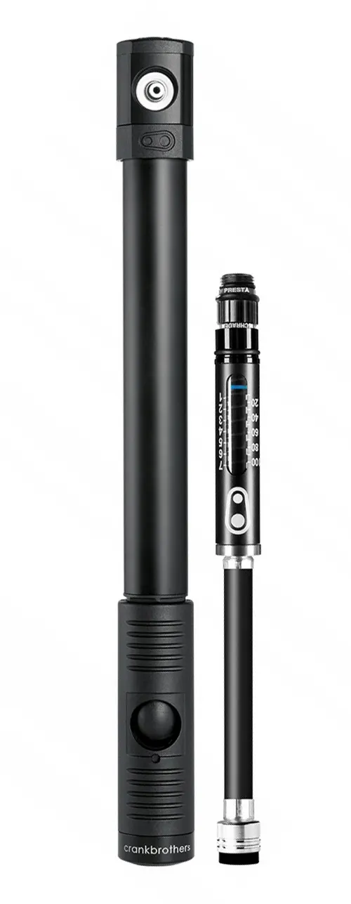 Мининасос Crankbrothers KLIC HP GAUGE, алюминиевый, с манометром, presta/schrader, 120psi/8.3 bar, черный