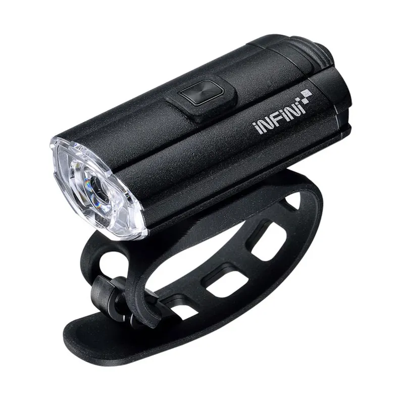 Свет передний INFINI TRON 100 Lum (черный ALU) 4 ф-ции USB + крепление на шлем