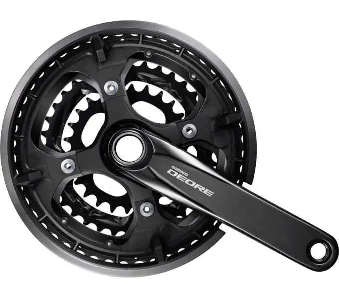 Шатуны Shimano FC-M6010-3 DEORE, интегрированная ось, 175мм 48x36x26 10-шв., пластиковая защита, черные, OEM