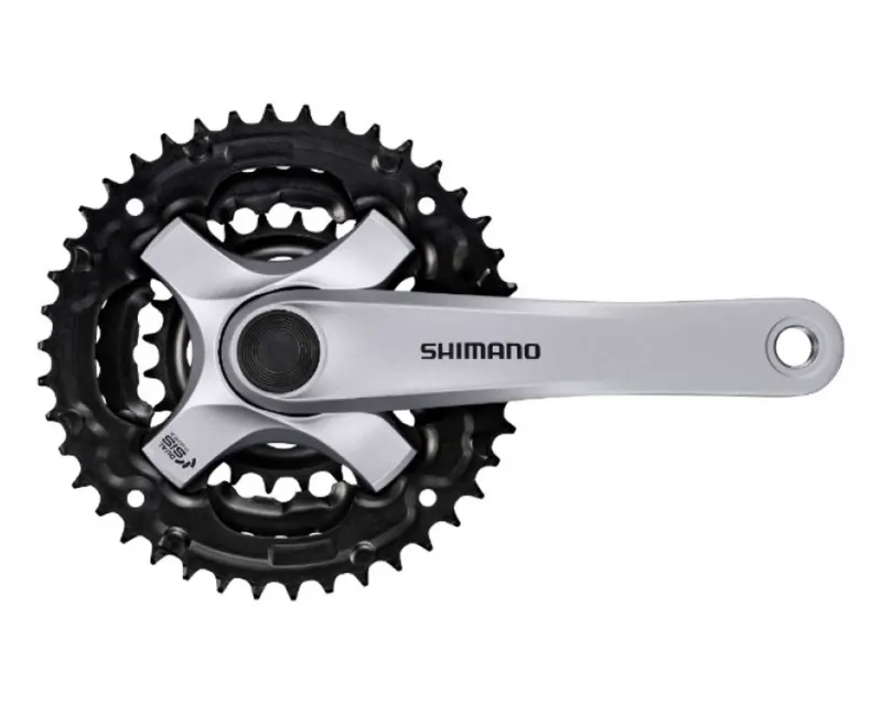 Шатуни Shimano FC-TY501, 170мм, 42X34X24, 6/7/8 шв, захист зірок, сірі