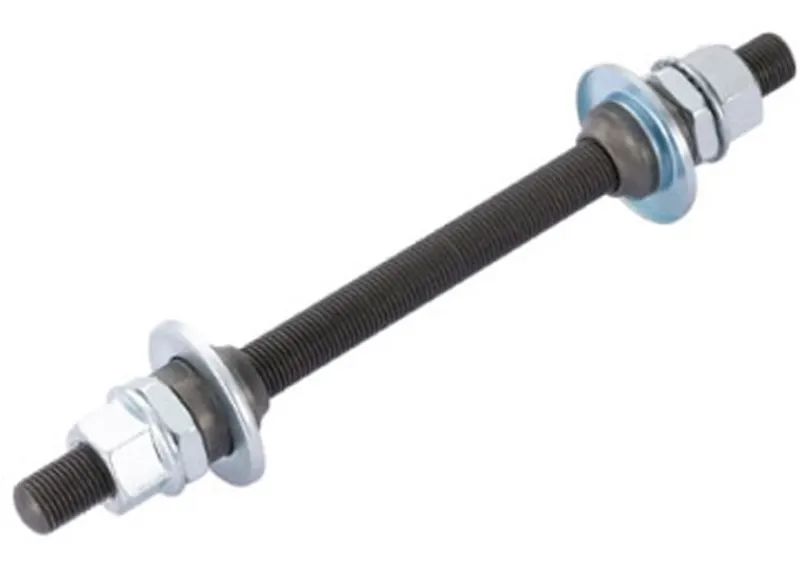 Ось втулки пер. Quando KT-260F 140mm nut MTB на гайках стальной, черный.