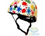 шлем детский Kiddimoto цветные кляксы, Белый, размер S 48-53см