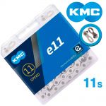 Ланцюг KMC e11 Silver 11 швидкостей 122 ланки срібний + замок