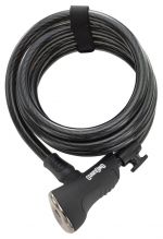 Замок Onguard DOBERMAN, спіральний трос 185см х 12мм, 5 ключів, поворотний тримач на раму, чорний