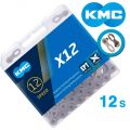 Цепь KMC X12 12 скоростей 126 звеньев + замок серебряный/серебряный