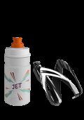 Комплект ELITE CEO: флягодержатель черный белый + фляга JET белый оранжевый 350мл