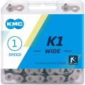 Цепь KMC K1-Wide Silver/Black 1 скорость 110 звеньев серебряный/черный + замок